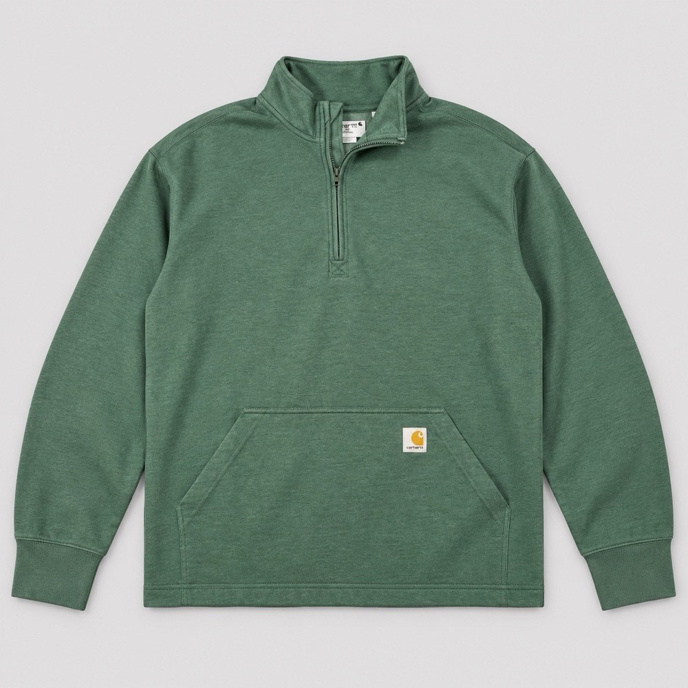 Carhartt Relaxed Fit 1/4 Zip Sweatshirt Mens XL Green Bleach Mark Flaw C17